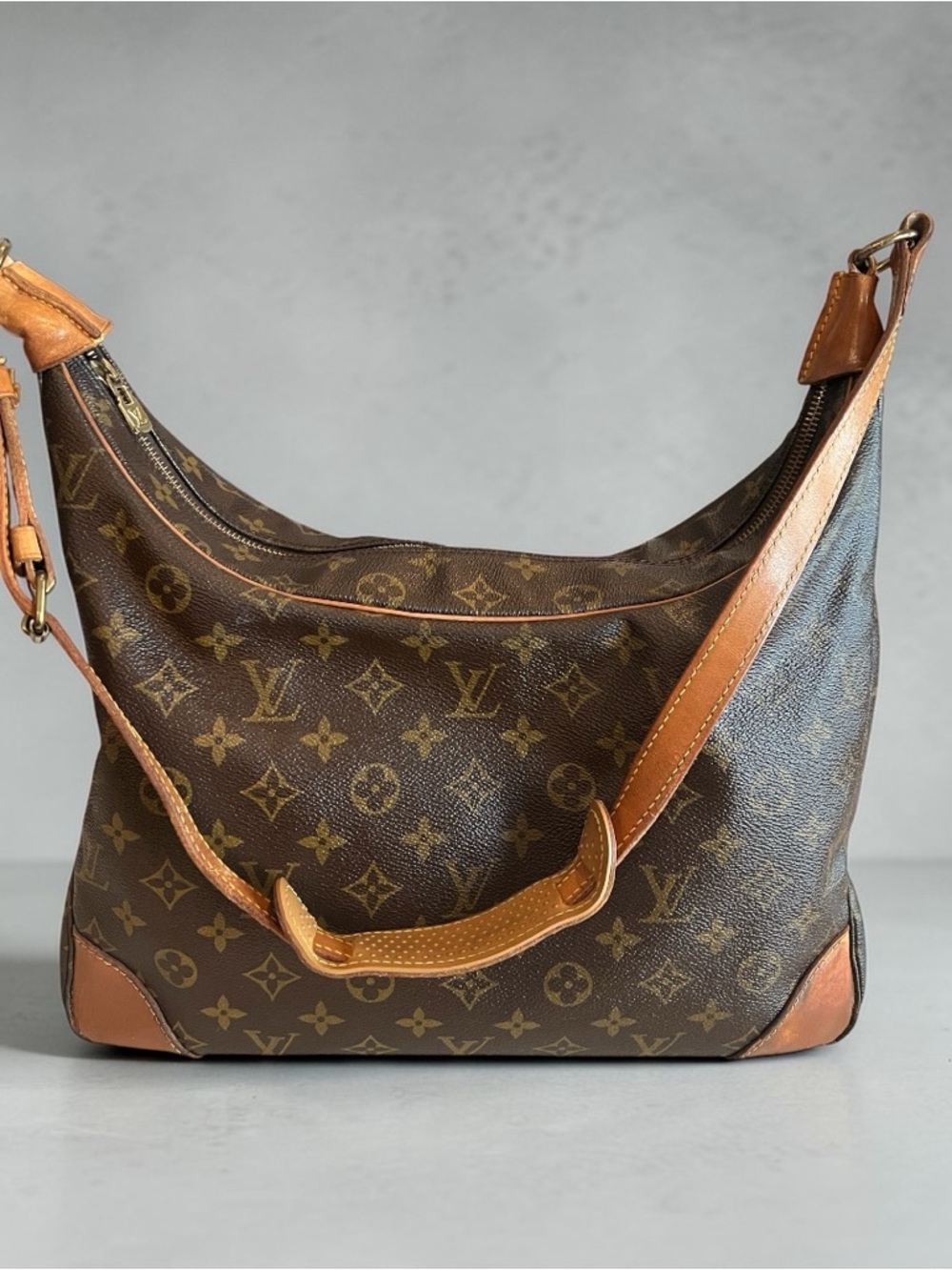 Louis Vuitton Boulogne Monogram Shoulder Bag LV Brown Hobo Authentic